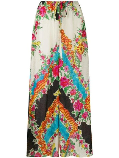 Shop Gucci Patterned Palazzo Trousers - Multicolour