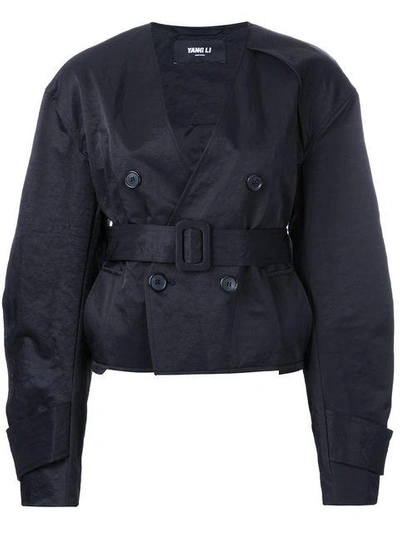 Shop Yang Li Short Aviator Jacket In Black