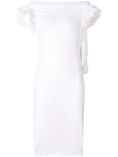 Shop Givenchy Froufrou Sleeve Dress In White