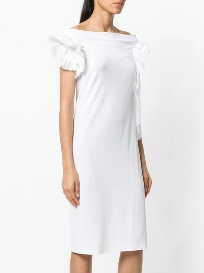 Shop Givenchy Froufrou Sleeve Dress In White