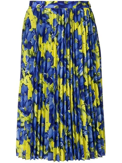 Shop Balenciaga Sunray Pleated Skirt - Blue