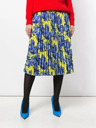 Shop Balenciaga Sunray Pleated Skirt - Blue