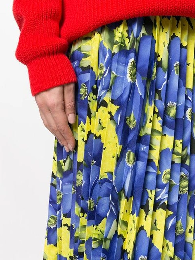 Shop Balenciaga Sunray Pleated Skirt - Blue