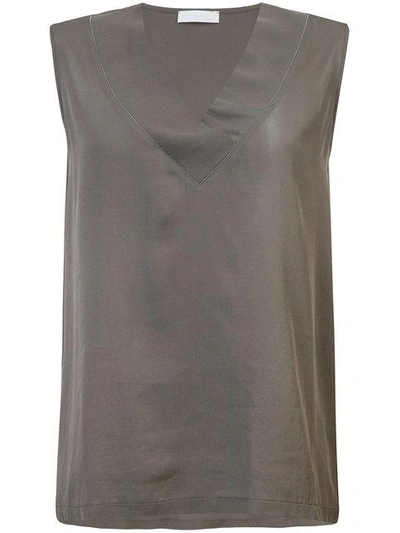 Shop Fabiana Filippi V Neck Sleeveless Blouse In Brown