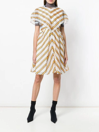 Shop Fendi Striped Shift Dress In White