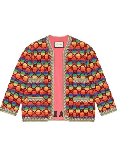 Shop Gucci Gg Rainbow Velvet Jacket In Multicolour