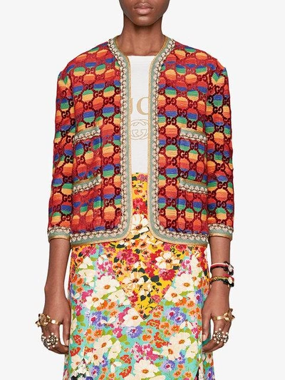 Shop Gucci Gg Rainbow Velvet Jacket In Multicolour