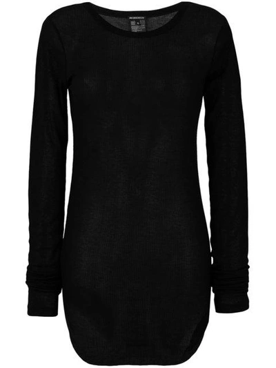 Shop Ann Demeulemeester Semi-sheer Long Top - Black