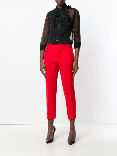 Givenchy Sheer Ruffle Placket Blouse In Black