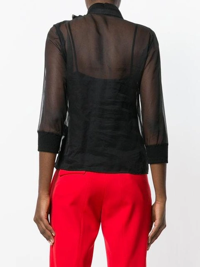 Givenchy Sheer Ruffle Placket Blouse In Black