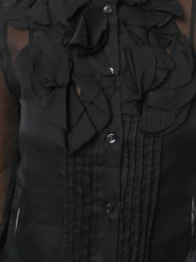 Givenchy Sheer Ruffle Placket Blouse In Black
