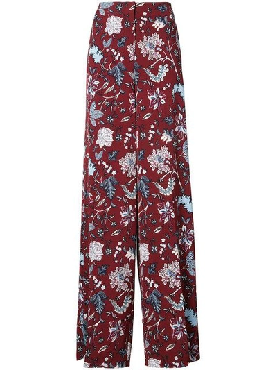 Shop Diane Von Furstenberg High-waisted Palazzo Trousers In Red