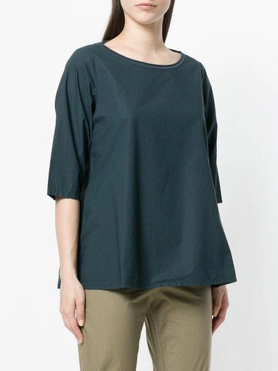 Shop Labo Art Cropped Sleeves Blouse In Blue