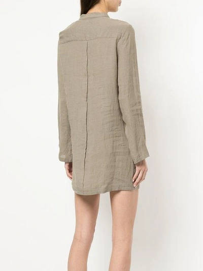 Shop Venroy Mandarin Collar Shirt Dress In Green