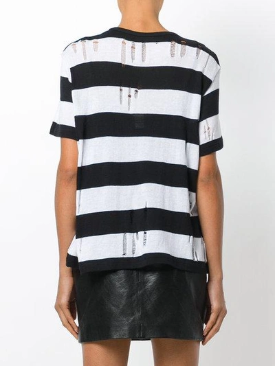 Shop Amiri Distressed Striped T-shirt - Black