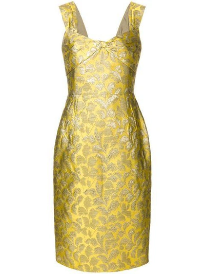 Shop Prada Floral Baroque Fitted Dress In F0388