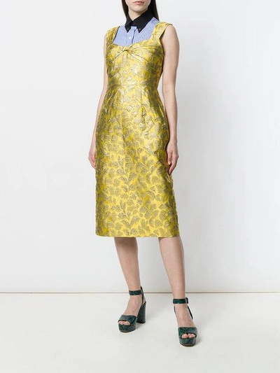 Shop Prada Floral Baroque Fitted Dress In F0388