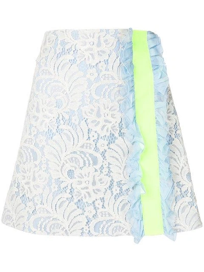 Shop Brognano Lace Ruffle Trim Skirt - Blue