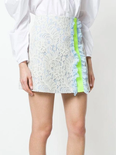 Shop Brognano Lace Ruffle Trim Skirt - Blue