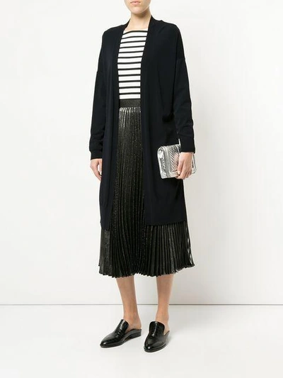 Shop Marc Cain Long Crepe Open Front Jacket In Black