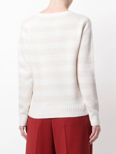 Shop Max Mara Striped Knitted Jumper - White