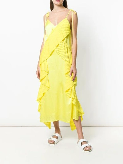 Shop Kenzo Ruffled Midi Dress In Yellow