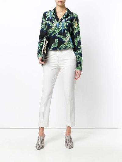 Shop Etro Cropped Trousers In White