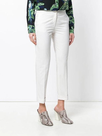 Shop Etro Cropped Trousers In White