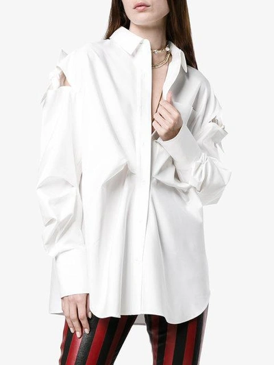 Shop Adeam Oversized Shirt With Cut Out Bow Detail - White