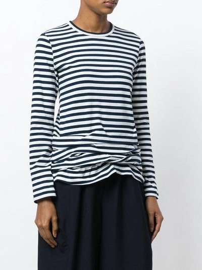 Shop Comme Des Garçons Comme Des Garçons Ruffle Hem Breton Top - Blue