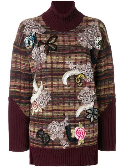 Shop Antonio Marras Embellished Turtle Neck Jumper In Brown