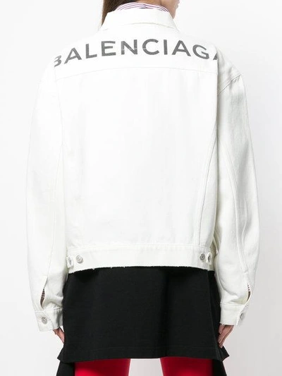 Shop Balenciaga White Like A Man Denim Jacket