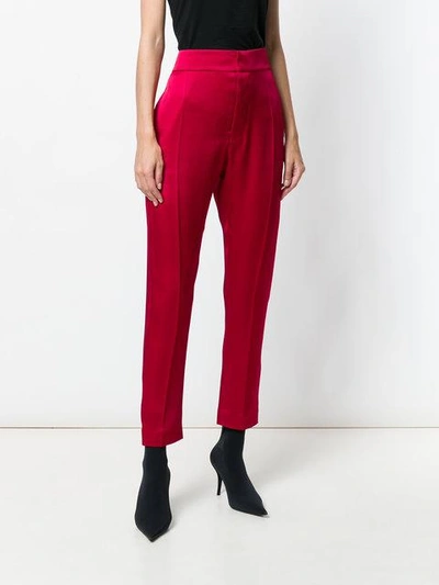 Shop Haider Ackermann Cropped Sateen Trousers In Red