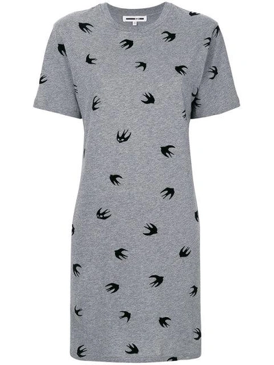 swallow print T-shirt dress