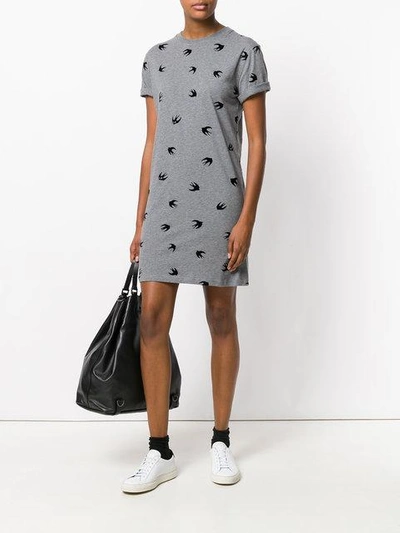 Shop Mcq By Alexander Mcqueen Mcq Alexander Mcqueen Swallow Print T-shirt Dress - Grey
