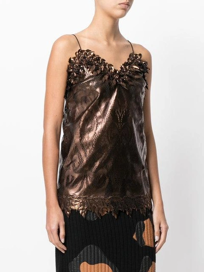 Shop Marco De Vincenzo Leaf Trim Top - Brown