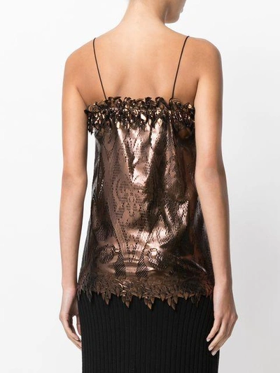 Shop Marco De Vincenzo Leaf Trim Top - Brown