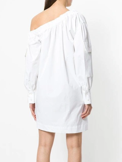 Shop Msgm Off Shoulder Pocket Dress - White