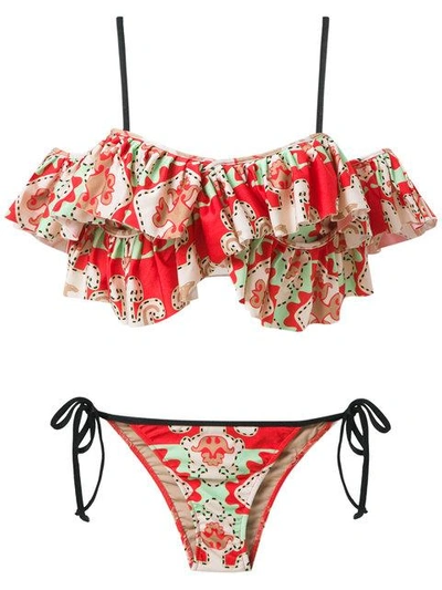 Shop Adriana Degreas Printed Bikini Set In Red