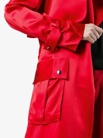Shop Michael Lo Sordo Silk Trench Coat - Red