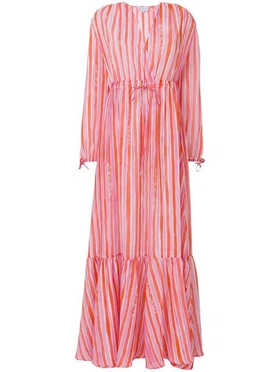 Shop Mira Mikati Sheer Striped Maxi Dress In Pink & Purple