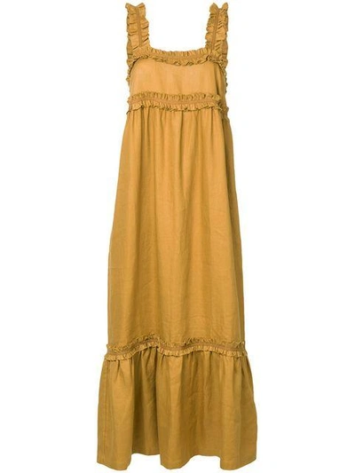 Shop Lee Mathews Peyten Apron Dress - Yellow & Orange