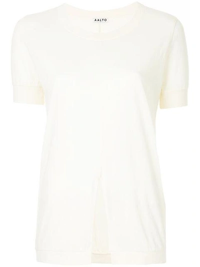 Shop Aalto Fine Knit Slit Front T-shirt In White