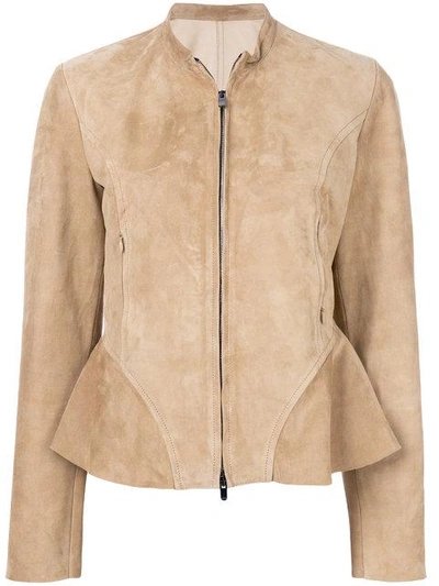 Shop Drome Collarless Jacket In Nude & Neutrals