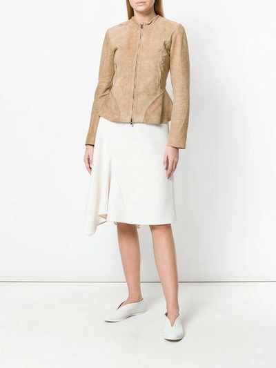 Shop Drome Collarless Jacket In Nude & Neutrals