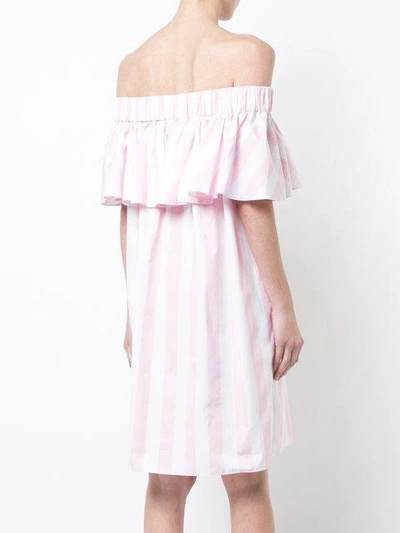 Shop Maison Rabih Kayrouz Striped Off The Shoulder Dress In Pink