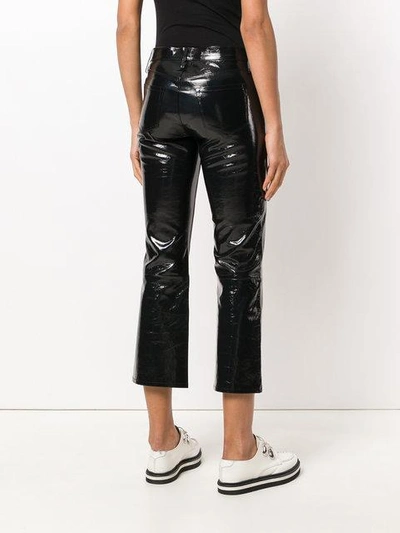 Shop J Brand Selena Cropped Bootcut Leather Jeans In Black