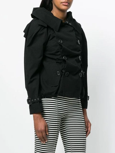 Shop Junya Watanabe Double Breasted Folded Collar Jacket - Black