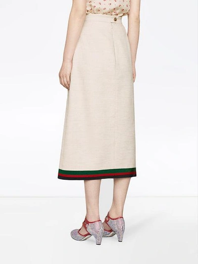 Shop Gucci Linen Pleated Skirt In White