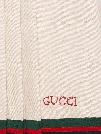 Shop Gucci Linen Pleated Skirt In White